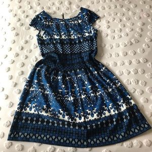 Fit and Flare Blue Print Dress from Dress Barn